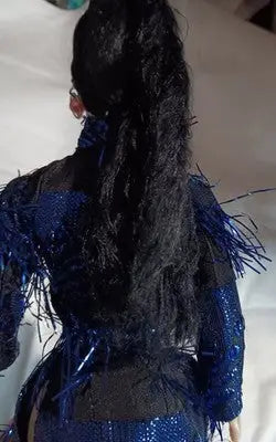 Vintage Made in Vietnam Heritage Asian Geisha Doll In Blue Dress 16’’ On Base - Other