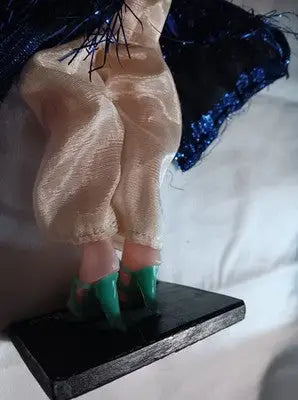 Vintage Made in Vietnam Heritage Asian Geisha Doll In Blue Dress 16’’ On Base - Other