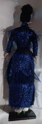 Vintage Made in Vietnam Heritage Asian Geisha Doll In Blue Dress 16’’ On Base - Other