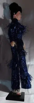 Vintage Made in Vietnam Heritage Asian Geisha Doll In Blue Dress 16’’ On Base - Other