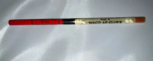 Red, black, and tan Waco Ad Club pencil from Vintage Medicine Pharmacy advertising medical tablets