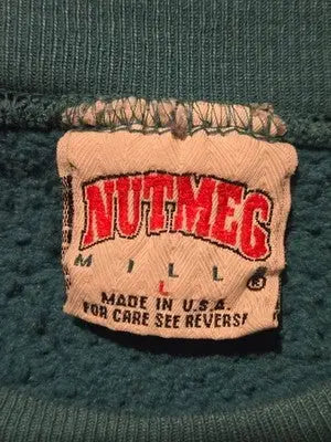 Vintage Nutmeg Dolphins Sweatshirt Men’s L Teal Miami Dolphins Embroidered Logo - Apparel