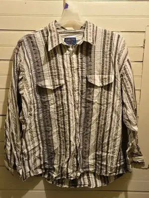 Vintage Pendleton Shirt Men’s XL 100% Cotton Native Striped Long Sleeve Snap - Apparel