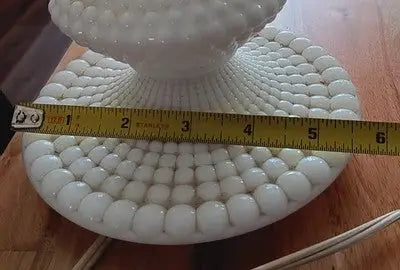 Vintage Set(2)Fenton Milk Glass Hobnail Table Boudoir Light Lamps W/Shades 11” - Other