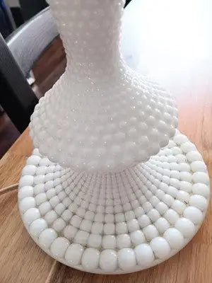 Vintage Set(2)Fenton Milk Glass Hobnail Table Boudoir Light Lamps W/Shades 11” - Other