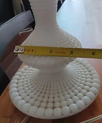 Vintage Set(2)Fenton Milk Glass Hobnail Table Boudoir Light Lamps W/Shades 11” - Other