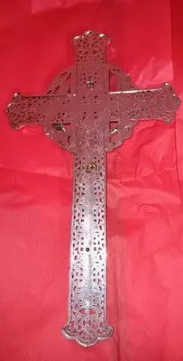 Vintage Wall INRI Crucifix Cross Jesus Christ Figure Intricate Filigree 12’’X7’’ - Other