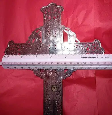 Vintage Wall INRI Crucifix Cross Jesus Christ Figure Intricate Filigree 12’’X7’’ - Other