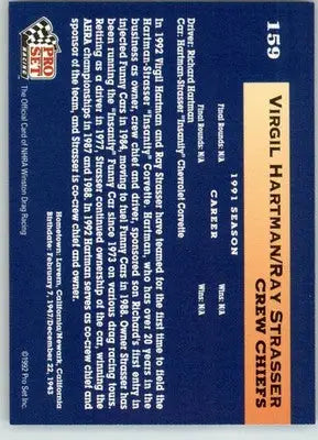 Virgil Hartman / Ray Strasser - 1992 Pro Set NHRA - #159 - Racing - Racing Card Single