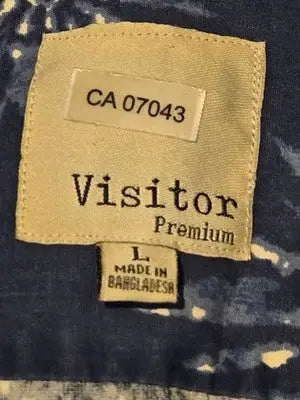 Visitor Premium Shirt Mens L Blue Short Sleeve Button Up Floral Print Casual - Apparel