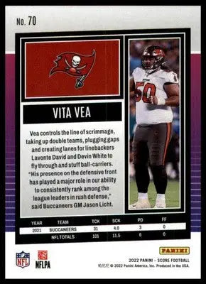 Vita Vea 2022 Score #70 Tampa Bay Buccaneers - Football Card Single