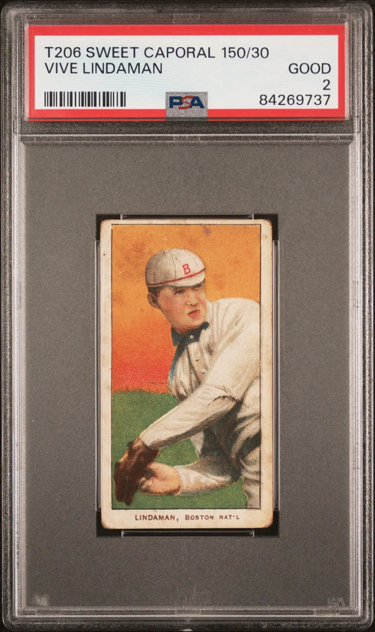 Vive Lindaman 1909-11 T206 Sweet Caporal 150/30 PSA 2 Good - Baseball Card Single