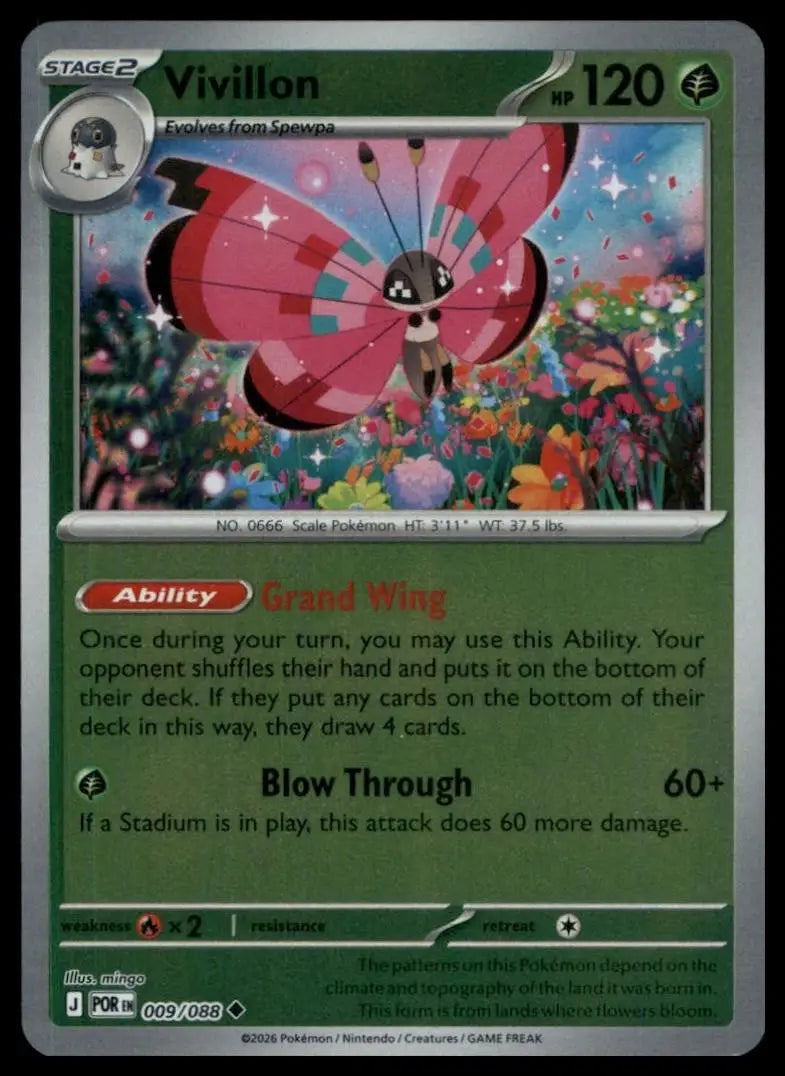 Vivillon 009/088 Mega Evolution Perfect Order Holo Uncommon Pokemon - Pokémon Card Single