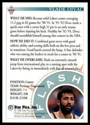 Vlade Divac 1992 Star Pics #30 Yugoslavia - Basketball Card Single