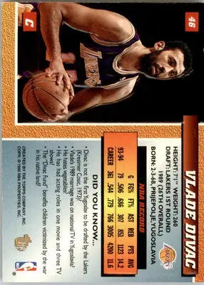 Vlade Divac - 1994-95 Topps Embossed - #46 - Basketball - Basketball Card Single