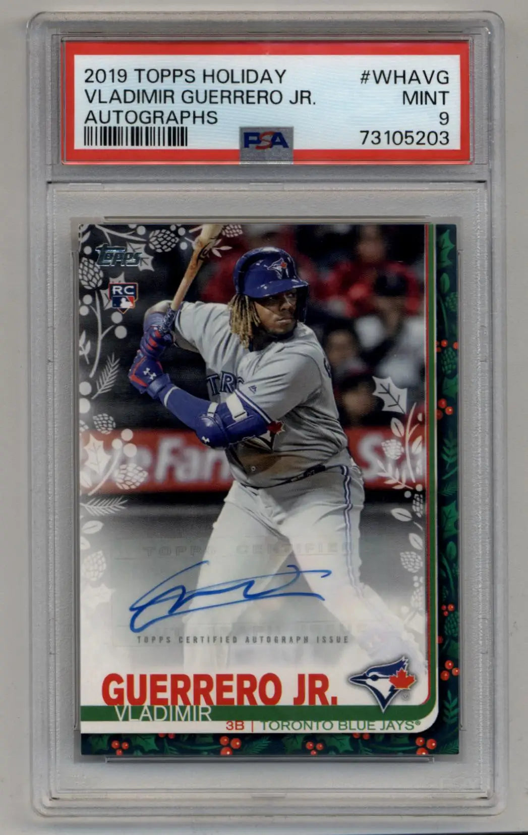 Vladimir Guerrero Jr 2019 Topps Holiday Auto 09/10 PSA 9 Mint - Baseball Card Single