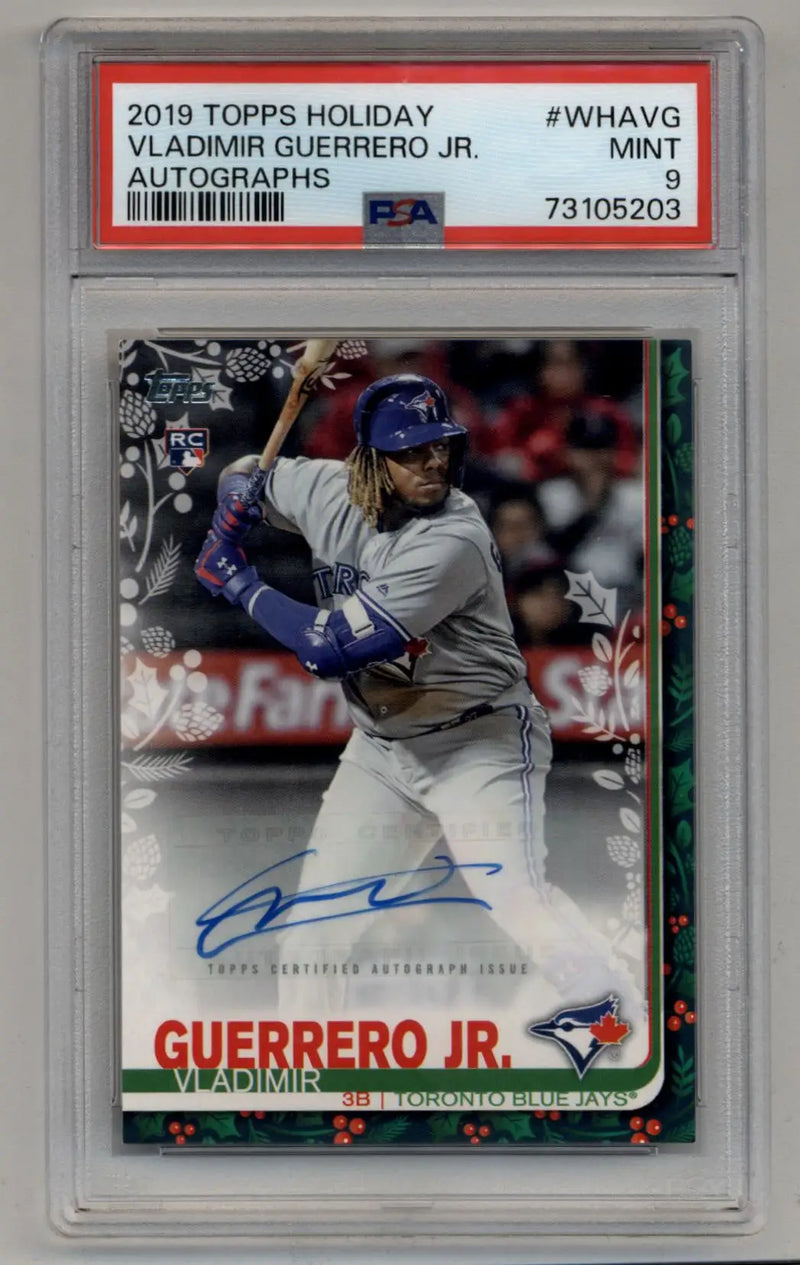 Vladimir Guerrero Jr 2019 Topps Holiday Auto 09/10 PSA 9 Mint - Baseball Card Single
