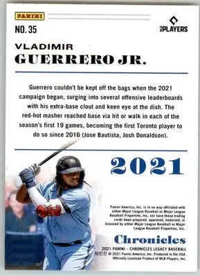 Vladimir Guerrero Jr. - 2021 Panini Chronicles - #35 - Chronicles Baseball - Baseball Card Single