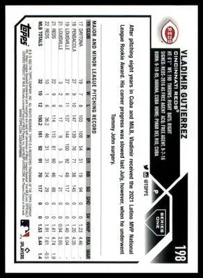 Vladimir Gutierrez 2023 Topps #198 Cincinnati Reds - Baseball Card Single