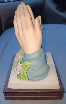 Vntg 1989 Music Box Praying Hands - Jonathon Byron-Signed -Plays ’Amazing Grace’ - Collectibles