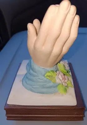 Vntg 1989 Music Box Praying Hands - Jonathon Byron-Signed -Plays ’Amazing Grace’ - Collectibles