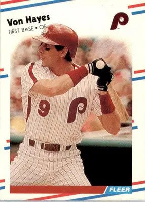 Von Hayes - 1988 Fleer - #304 - Glossy Baseball - Baseball Card Single