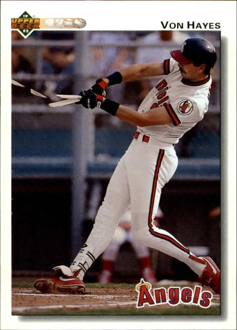 Von Hayes 1992 Upper Deck MLB #707 Baseball Card California Angels - Baseball Card Single