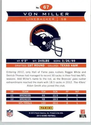 Von Miller - 2013 Score - #67 - Football - Football Card Single