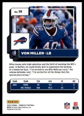 Von Miller 2022 Donruss #19 Buffalo Bills - Football Card Single
