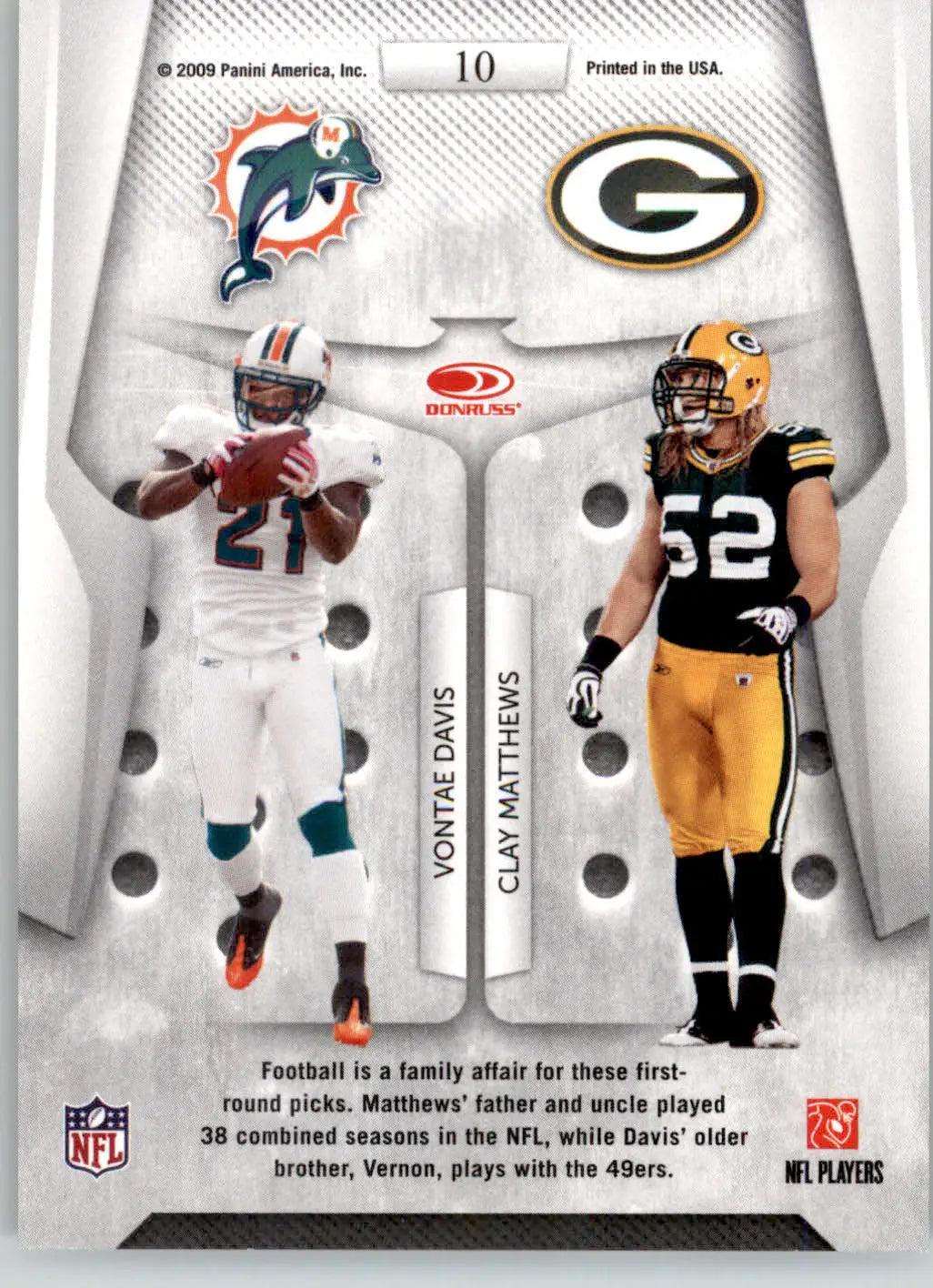 Vontae Davis / Clay Matthews - 2009 Playoff Contenders - #10 - Round Numbers - Football Card Single
