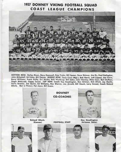 VTG Downey 1957 football team photo in original gloss with penny sleeve insert