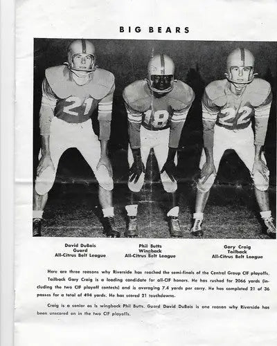 VTG Downey vs Riverside football players in uniform with original gloss penny sleeve