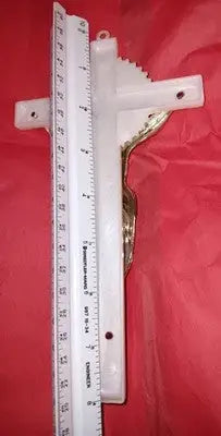 Vtg Faux 8’’x4’’ White Plastic INRI White Crucifix Wall Hanging Christianity Art - Other