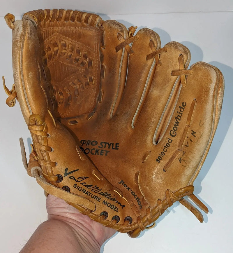 VTG Sears Roebuck Ted Williams Signature Model Leather Baseball Glove 16182 - Sports Memorabilia