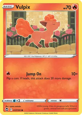 Vulpix - Silver Tempest - 017/195 - Reverse Holo LP Pokemon - Pokémon Card Single