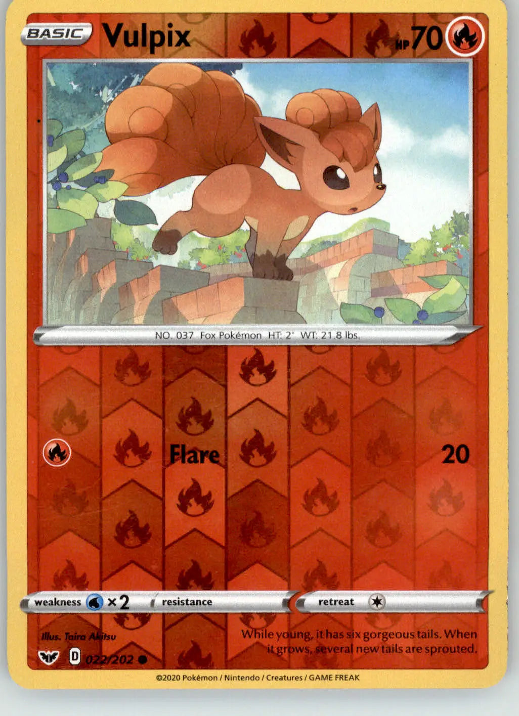 Vulpix - Sword & Shield Base Set - 022/202 - Reverse Holo LP Pokemon - Pokémon Card Single