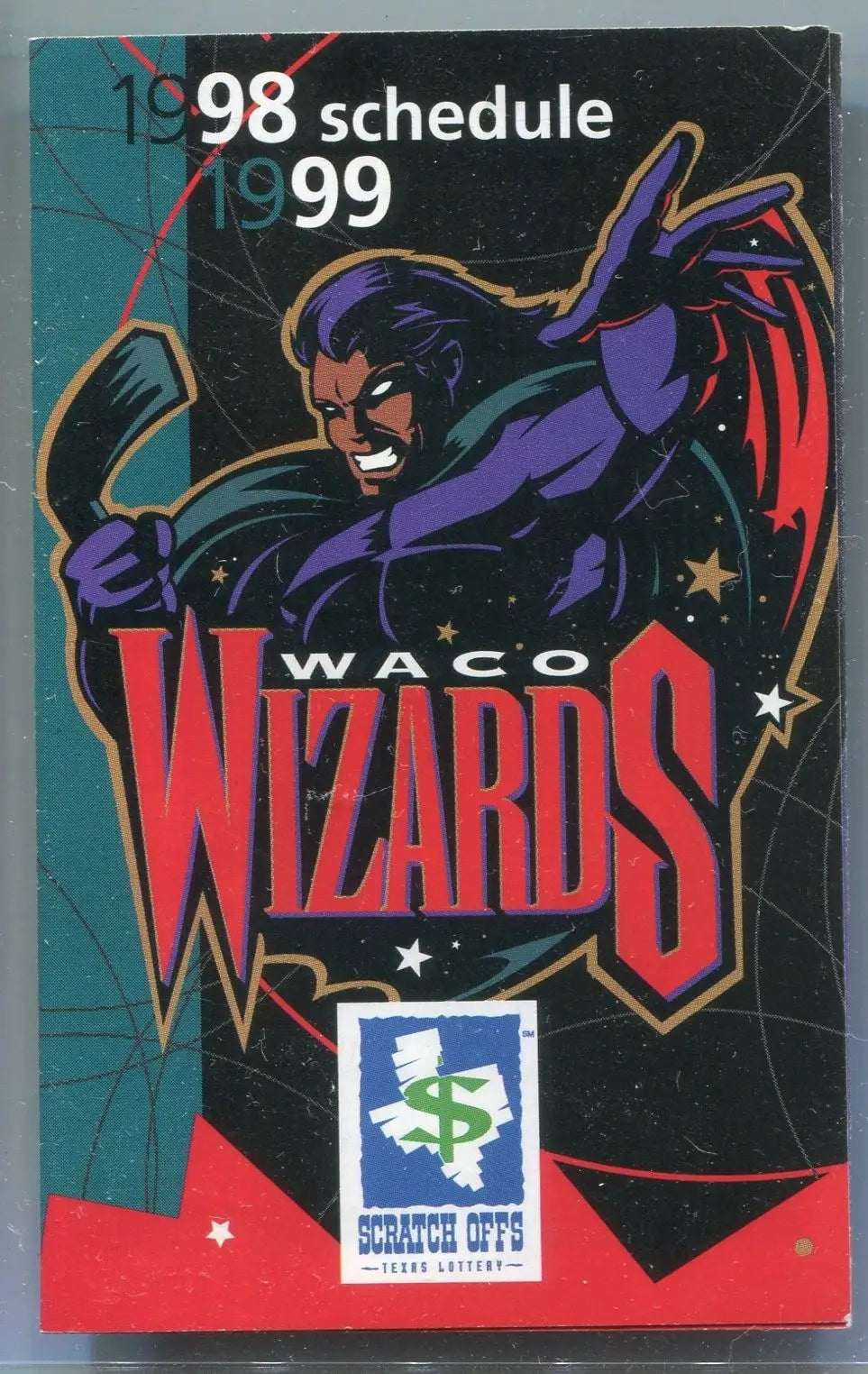 Waco Wizards 1998-99 Season Pocket Schedule WPHL Hockey League Texas - Sports Memorabilia