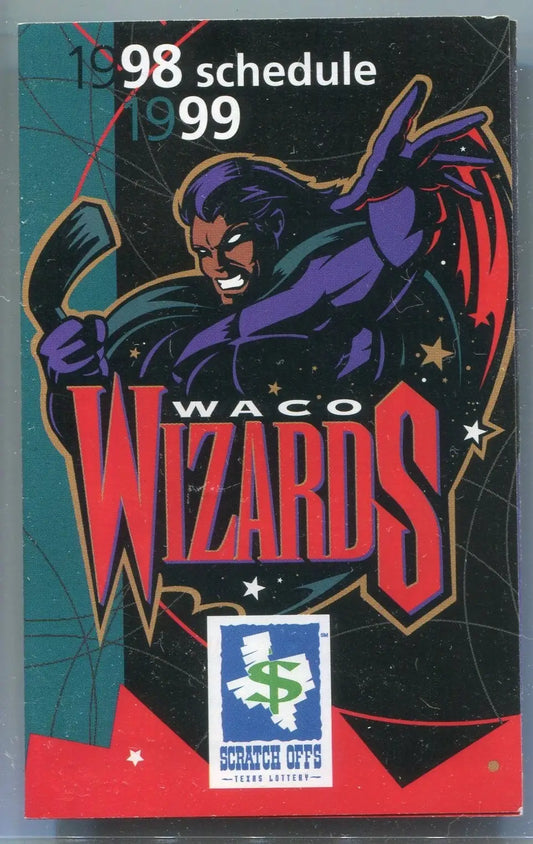 Waco Wizards 1998-99 Season Pocket Schedule WPHL Hockey League Texas - Sports Memorabilia