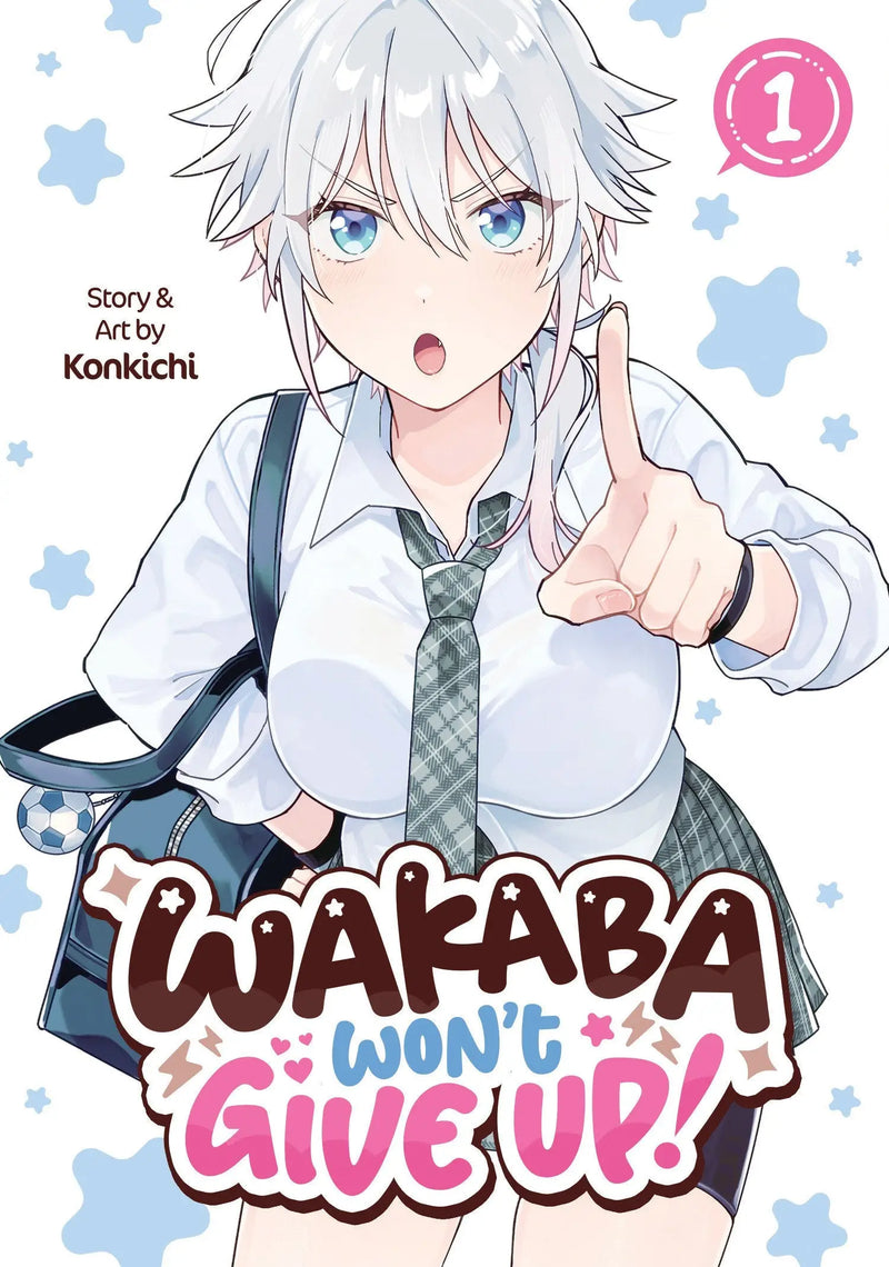Manga graphic comic book Wakaba Won’t Give Up! Volume 1 featuring a female anime character