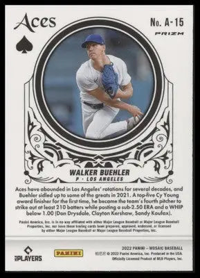 Walker Buehler 2022 Panini Mosaic Aces Mosaic #A-15 Los Angeles Dodgers - Baseball Card Single