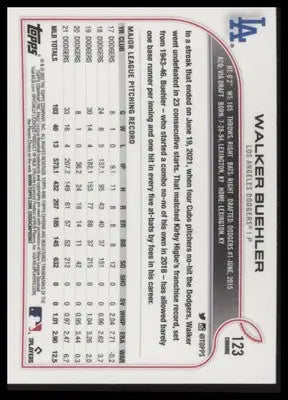 Walker Buehler 2022 Topps Chrome Sepia Refractor #123 Los Angeles Dodgers - Baseball Card Single