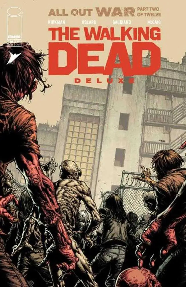 Walking Dead Deluxe comic cover with zombies in urban setting featuring Dead Deluxe artwork