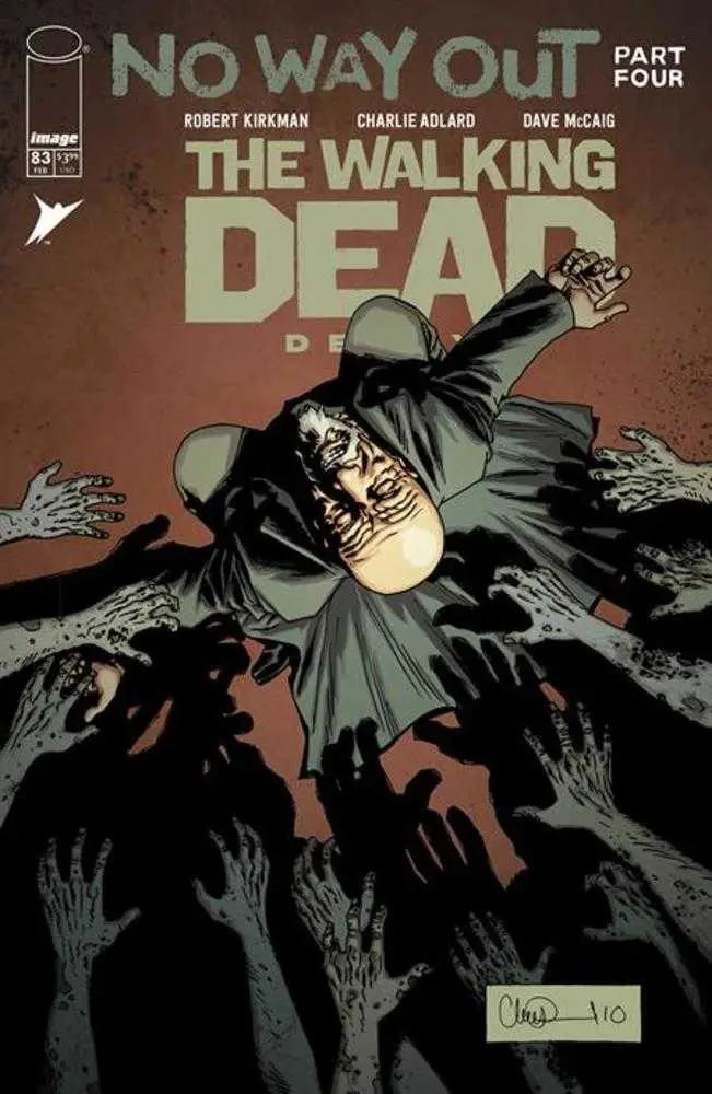 Comic book cover of The Walking Dead No Way Out Part Four with zombies, part of Walking Dead Deluxe #83 variant