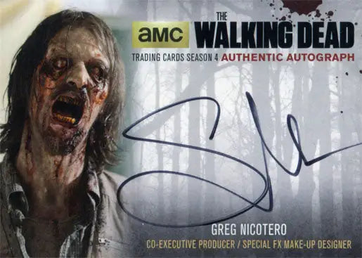 Autograph card featuring a Greg Nicotero zombie from The Walking Dead trading cards