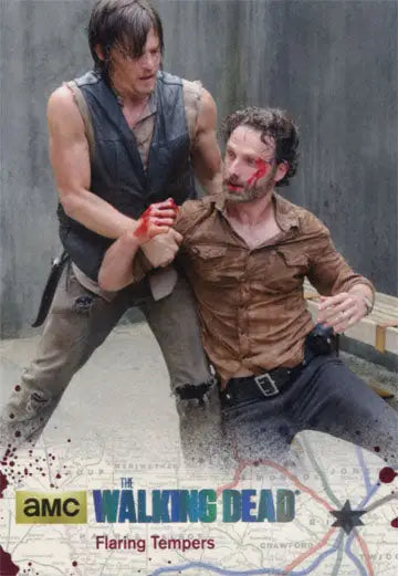Walking Dead Season 4 Silver Parallel trading card showing tense character confrontation