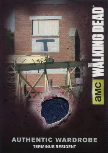 Torn bloodstained shirt from The Walking Dead’s Terminus Resident wardrobe card