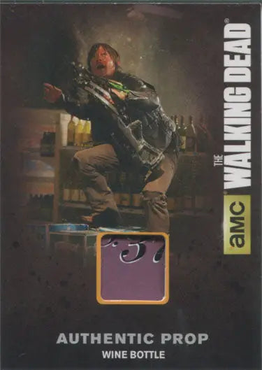 Authentic prop trading card of a character from The Walking Dead for wine bottle collectible