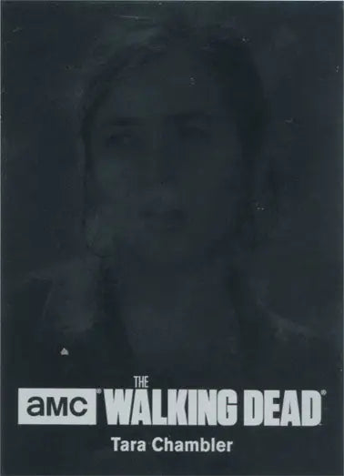 Dark, blurry portrait with The Walking Dead logo for Character Bio Chase Card C17