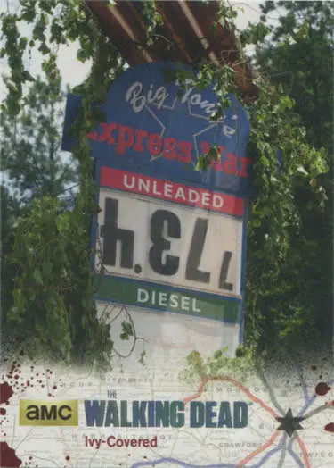 Gas station price sign featuring low fuel prices on Walking Dead Season 4 Silver Foil Parallel