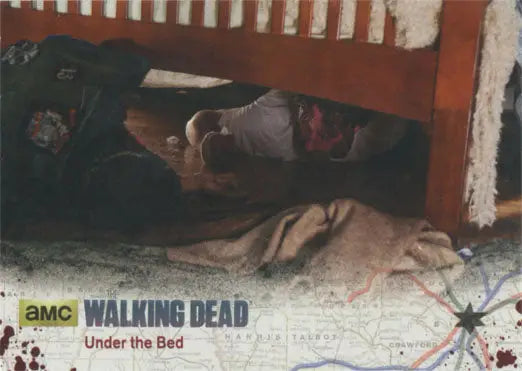 Person hiding under a bed with The Walking Dead logo on Silver Foil Parallel Card